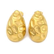 Teardrop Ion Plating(IP) 304 Stainless Steel Stud Earrings, Real 18K Gold Plated, 24x15mm(EJEW-H013-31G)