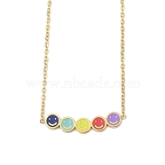 304 Stainless Steel Colorful Enamel Smiling Face Pendant Necklaces, Long-Lasting Plated, Real 18K Gold Plated, 17.01 inch(43.2cm), Extender: 58mm, Pendant: 7x28.5mm(NJEW-N055-09G)