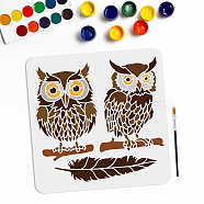 US 1Pc PET Hollow Out Drawing Painting Stencils, for DIY Scrapbook, Photo Album, with 1Pc Art Paint Brushes, Owl, 300x300mm(DIY-MA0002-32D)