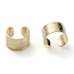 Ear Cuff Findings, Ring with Star, Real 24K Gold Plated, 10.5x11x7mm, Hole: 0.8mm(KK-Z007-20G)