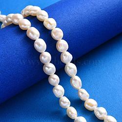 Natural Baroque Pearl Keshi Pearl Beads Strands, Cultured Freshwater Pearl, for DIY Craft Jewelry Making, Nuggets, Seashell Color, 9~12x7~8x5~7mm, Hole: 1mm, about 36pcs/strand, 14.1 inch(X-PEAR-S012-68)