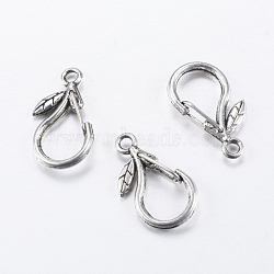 (Autumn Aesthetic Big Sale), Tibetan Style Alloy Keychain Clasp Findings, teardrop, Cadmium Free & Nickel Free & Lead Free, Antique Silver, 22x12x4mm, Hole: 2mm(TIBE-T002-34AS-NR)