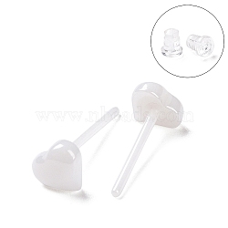 Hypoallergenic Bioceramics Zirconia Ceramic Heart Stud Earrings, No Fading and Nickel Free, WhiteSmoke, 5x5.5mm(EJEW-Z023-08E)
