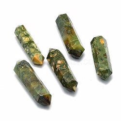 Natural Rhyolite Jasper Home Display Decorations, Double Terminated Pointed/Bullet Shape, 54~55x13~16x12~14mm(G-F715-114G)