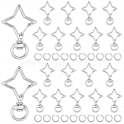 40 Sets Alloy Swivel Clasps, Platinum, Star, 39x25x5.5mm, Hole: 9x5mm, 2pcs/set(FIND-SP0004-33B)