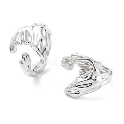 Brass Open Cuff Rings for Women, Whale Tail, Platinum, Inner Diameter: 18mm(RJEW-D016-03P)