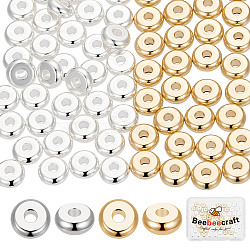 80Pcs 2 Colors 304 Stainless Steel Spacer Beads, Flat Round, Mixed Color, 6x2.5mm, Hole: 1.8mm, 40pcs/color(STAS-BBC0004-30)