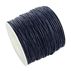 Eco-Friendly Waxed Cotton Thread Cords, Macrame Beading Cords, for Bracelet Necklace Jewelry Making, Prussian Blue, 1mm, about 100yards/roll(YC-R008-1.0mm-227)