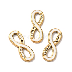 Ion Plating(IP) 304 Stainless Steel Enamel Connector Charms, with Crystal Rhinestone, Infinity Links, Golden, 20x7.5x2mm, Hole: 3x6mm(STAS-A080-02G)