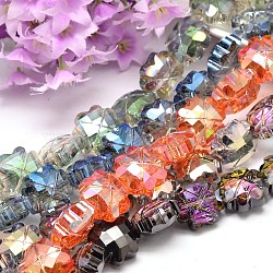 Electroplate Faceted Clover Glass Bead Strands, Mixed Color, 17x17x9mm, Hole: 1mm, about 25pcs/strand, 15.7 inch(EGLA-J094-M)