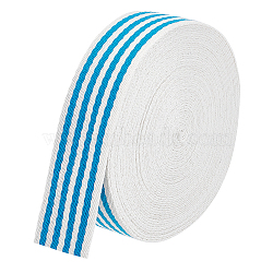 BENECREAT 10 Yards Polycotton Striped Ribbon, for Garment Accessories, Deep Sky Blue, 1-1/2~1-5/8 inch(38~40mm)(OCOR-BC0006-74B)