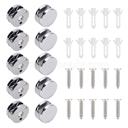 AHANDMAKER 10Sets Zinc Alloy Mirror Mounting Clips, Mirror Brackets, with Iron Screw and Plastic Plug, for Fixing Mirror Box Cabinet Doors, Platinum, 27.5x13.5mm, Inner Diameter: 6mm(FIND-GA0001-65)