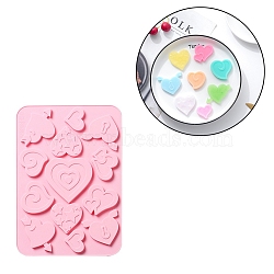 Heart Shape Food Grade Silicone Molds, Baking Molds, for Chocolate, Candy, Biscuits Molds, Pink, 234x166x7.5mm(DIY-F044-14)