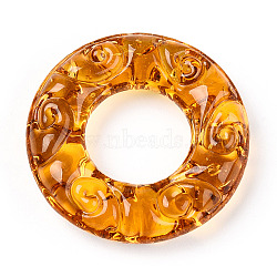 Handmade Lampwork Linking Rings, Textured Round Ring, Orange, 25x5.5mm, Inner Diameter: 11.5mm(LAMP-T021-12F)