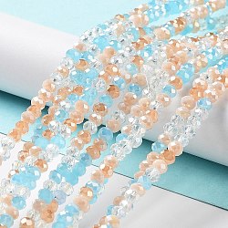 Glass Beads Strands, Faceted, Rondelle, Light Salmon, 4x3mm, Hole: 0.4mm, about 123~127pcs/strand, 15.75~16.5 inch(40~42cm)(EGLA-A034-M4mm-56)