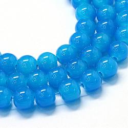 Baking Painted Imitation Jade Glass Round Bead Strands, Dodger Blue, 10~10.5mm, Hole: 1.5mm, about 85pcs/strand, 31.4 inch(DGLA-Q021-10mm-13)