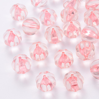Transparent Acrylic Beads, Pumpkin, Pink, 17.5x16mm, Hole: 1.8mm, about 183pcs/500g