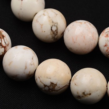 Natural Magnesite Beads Strands, Round, 8mm, Hole: 1mm, about 48pcs/strand, 15.7 inch(39.8cm)