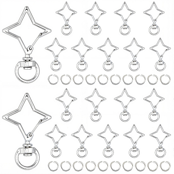 40 Sets Alloy Swivel Clasps, Platinum, Star, 39x25x5.5mm, Hole: 9x5mm, 2pcs/set