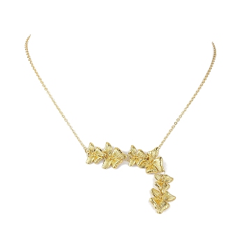 Butterfly Pendant Necklaces, Brass Cable Chain Necklaces for Women, Golden, 17.28 inch(439mm)