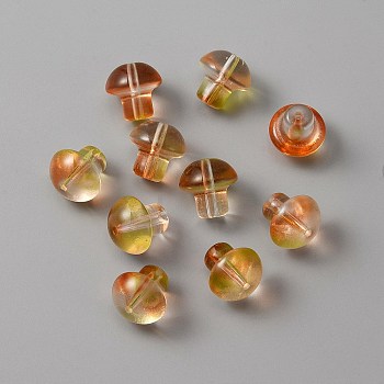 Transparent Glass Beads, Mushroom, Dark Orange, 13.5x13.5mm, Hole: 1.6mm