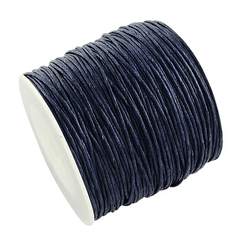Eco-Friendly Waxed Cotton Thread Cords, Macrame Beading Cords, for Bracelet Necklace Jewelry Making, Prussian Blue, 1mm, about 100yards/roll