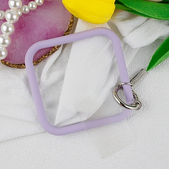 Silicone Square Loop Phone Lanyard, Wrist Lanyard Strap with Plastic & Alloy Keychain Holder, Lilac, Square: 8.62x8.62cm
