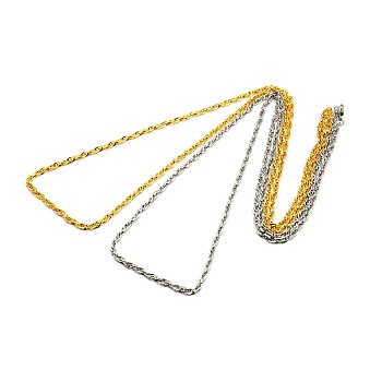 Fashionable 304 Stainless Steel Rope Chain Necklace Making, with Lobster Claw Clasps, Mixed Color, 28 inch~30 inch(71.1~76.2cm)x3mm
