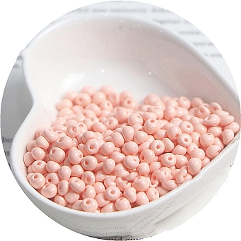 Macaron Baking Paint Glass Seed Beads, Fringe Teardrop Beads, Misty Rose, 5mm, 10g/Set