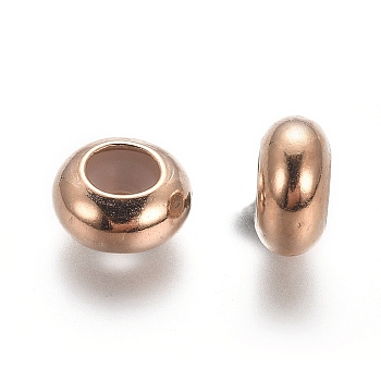 Brass Beads, with Rubber, Rondelle, Slider Beads, Stopper Beads, Light Gold, 8~8.3x4mm, Hole: 1.6~1.9mm