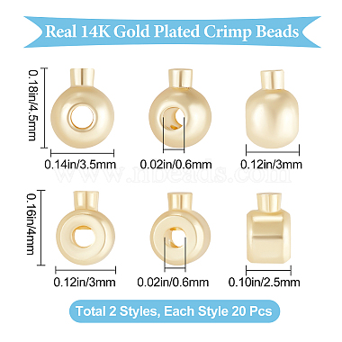 40Pcs 2 Style Brass Crimp Beads(KK-BBC0003-81)-2