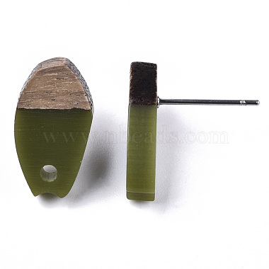 Opaque Resin & Walnut Wood Stud Earring Findings(MAK-N032-010A-B02)-4