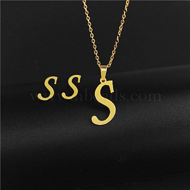 Letter S Stainless Steel Stud Earrings & Necklaces