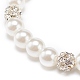 ABS Plastic Pearl & Brass Round Beaded Stretch Bracelet with Clear Rhinestone for Women(BJEW-JB08523-02)-5