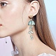 Glass Jellyfish with Shell Pearl Beaded Dangle Stud Earrings(EJEW-TA00217)-3