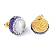 Rack Plating Flat Round Brass With Rhinestone & Natural Pearl Handmade Indonesia Stud Earrings(EJEW-U010-02D-G)-2