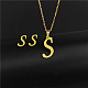Golden Stainless Steel Initial Letter Jewelry Set(IT6493-18)-1