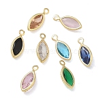 Brass Pave Cubic Zirconia Charms, Horse Eye Charms, Single Stone Charms, Rack Plating, Long-Lasting Plated, Lead Free & Cadmium Free, Real 18K Gold Plated, Mixed Color, 11.5x5x2mm, Hole: 1mm(CU-CBABEB3-06G)