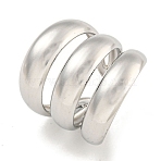 Non-Tarnish 304 Stainless Steel Three Layers Wide Open Cuff Ring for Women, Stainless Steel Color, Adjustable(RJEW-A043-22P)