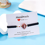 Sport Theme Plastic Charm Braided Bead Bracelets, Adjustable Nylon Cord Bracelets, with Gift Card, Rugby, 6-1/4~11 inch(16~28cm)(WG0CE78-04)