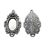 Tibetan Style Alloy Pendant Cabochon Settings, Oval, Antique Silver, 30x19mm, Tray: 14x10mm(PW-WG58EB0-02)