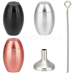3Pcs 3 Colors Aluminium Alloy Cremation Urn, For Commemorate Kinsfolk Pet Cremains Container, with 304 Stainless Steel Mini Funnel and Eye Pins, Mixed Color, 10.8x16.5mm, 1pc/color(DJEW-CN0001-28B)