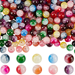300Pcs 10 Colors Crackle Baking Painted Imitation Jade Glass Beads, Two Tone, Round, Mixed Color, 8mm, Hole: 1.5mm, 30pcs/color(DGLA-LT0001-05)