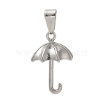 Non-Tarnish 304 Stainless Steel Pendants, 3D Umbrella Charm, Stainless Steel Color, 22x15mm, Hole: 3.5x7mm(STAS-B053-22P)
