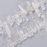 Natural Quartz Crystal Pointed Beads Strands, Bullet, Faceted, 13~46x4~10x4~9mm, Hole: 0.8mm, about 64~67pcs/strand, 15.7 inch~16.3 inch(40~41.5cm)(G-L484-01)