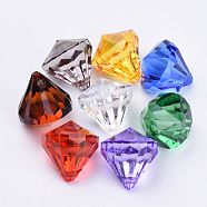 Transparent Acrylic Pendants, Faceted, Diamond, Mixed Color, 26x24mm, Hole: 2.5mm, about 80pcs/500g(TACR-Q260-D-V)