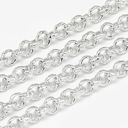 Aluminum Rolo Chains, Belcher Chains, Textured, Unwelded, Silver, 3.6x1.4mm(CHA-S001-031C)