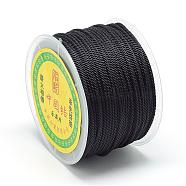 Nylon Threads, Milan Cords/Twisted Cords, Black, 1.5~2mm, about 54.68 yards(50m)/roll(NWIR-R039-900)