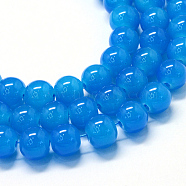 Baking Painted Imitation Jade Glass Round Bead Strands, Dodger Blue, 6.5mm, Hole: 1.5mm, about 145pcs/strand, 31.8 inch(X-DGLA-Q021-6mm-13)