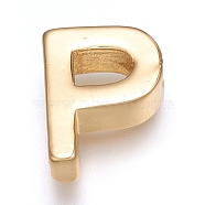 Brass Charms, Long-Lasting Plated, Letter, Letter.P, P: 9x7x3mm, Hole: 1.6mm(X-ZIRC-I037-01P-G)